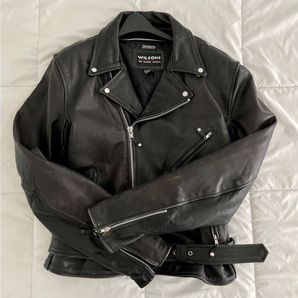 Men’s XL Tall Wilson’s Leather Motorcycle Jacket with Removable Insulating Liner
